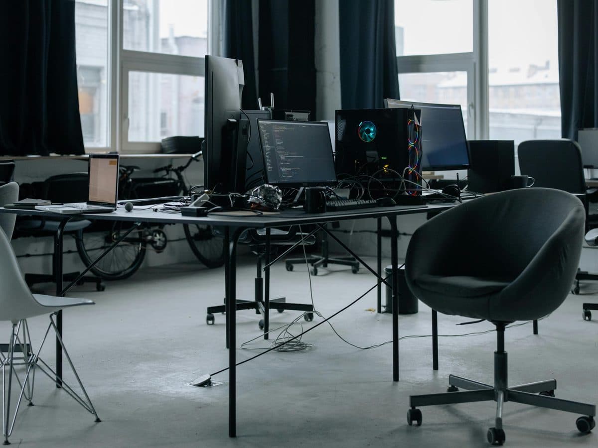 The studio at work